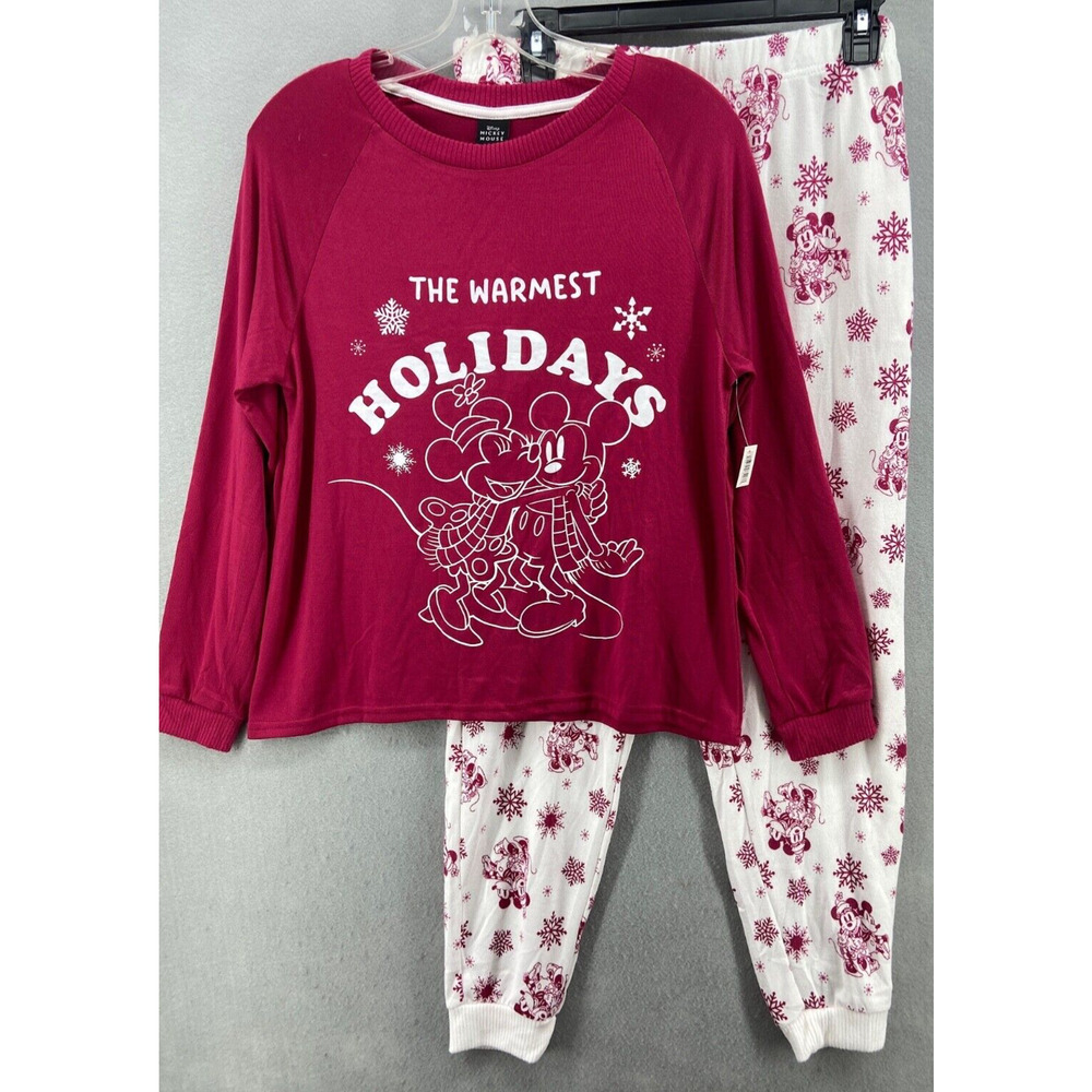 NWT Disney Mickey Mouse Pajamas‎ Women's Sz M Holiday Minnie 2 Piece Set Pants
